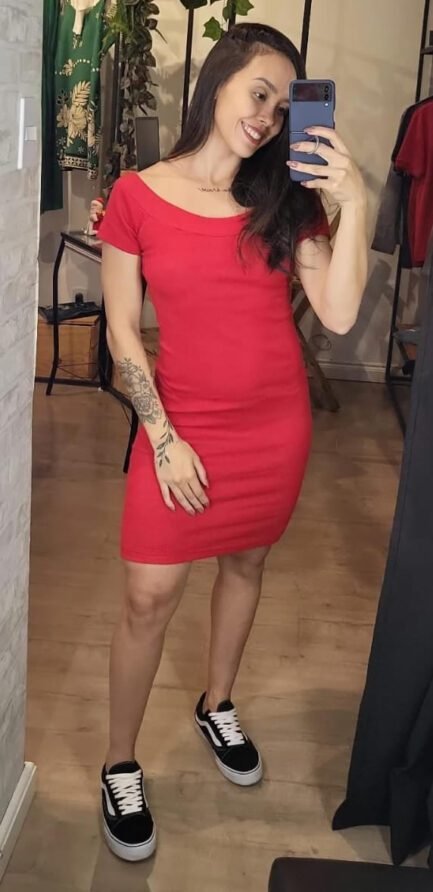 Vestido canelado | Vermelho | Tamanho Único